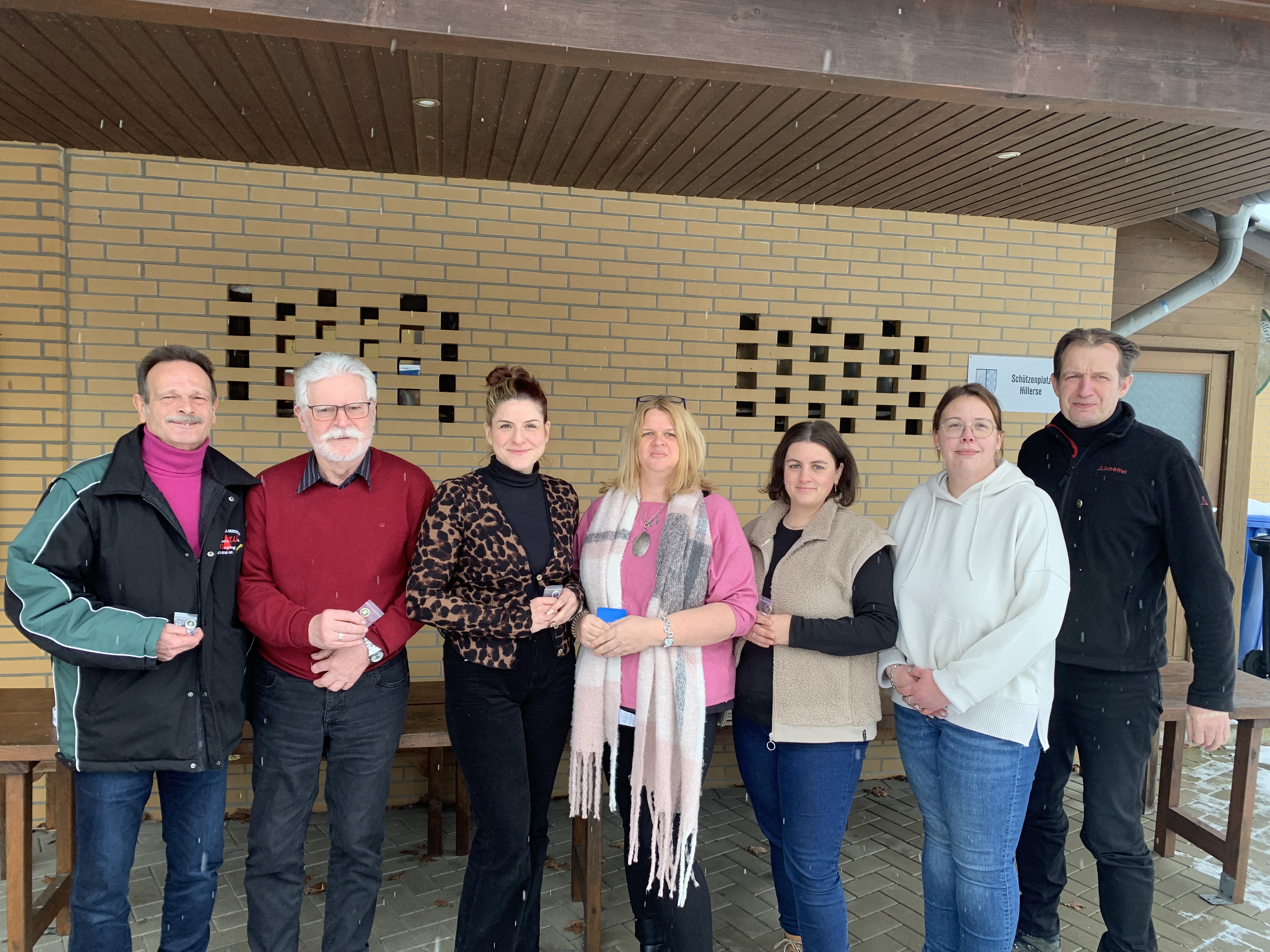 (v.l.) Georg Puls, Günni Berchtold, Isabo Hübner, Sanne Wetzel (Vogelkönig 2026), Katrin Michels Katja Fricke, Markus Aust